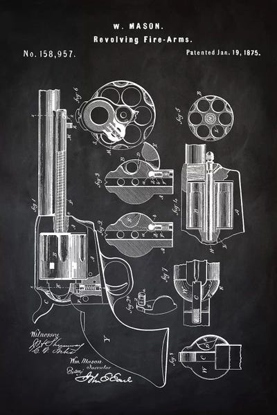 Weapon Blueprints: W. Mason Revolver I by PatentPrintStore