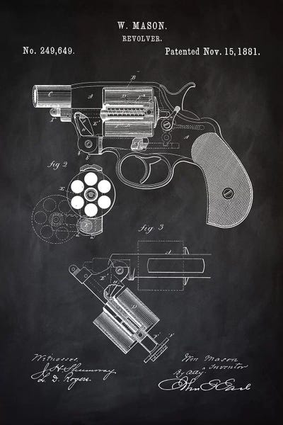 W. Mason Revolver II by PatentPrintStore framed wall art