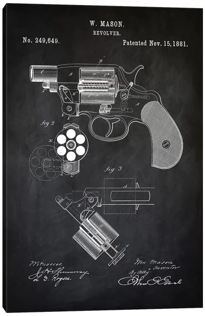 W. Mason Revolver II Canvas Art Print - Weapon Blueprints
