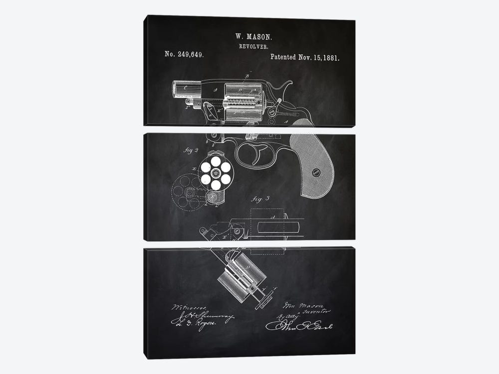 W. Mason Revolver II by PatentPrintStore 3-piece Canvas Artwork