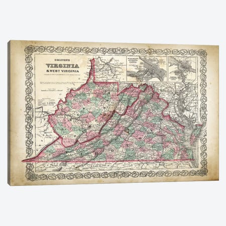 West Virginia Map Canvas Print #PAT143} by PatentPrintStore Canvas Art Print