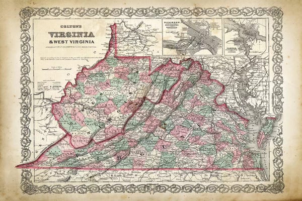 West Virginia: West Virginia Map by PatentPrintStore