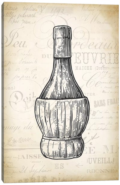 Wine Bottle Canvas Art Print - PatentPrintStore