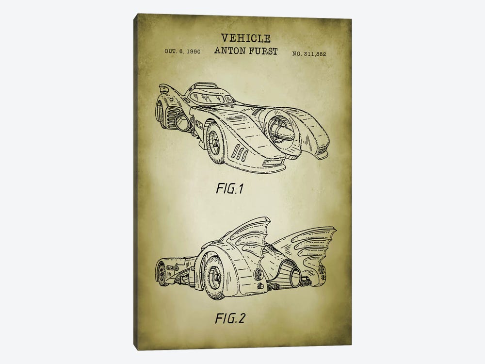 Batmobile by PatentPrintStore 1-piece Art Print