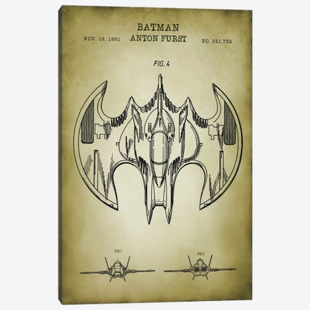 Batwing Canvas Print #PAT148} by PatentPrintStore Art Print