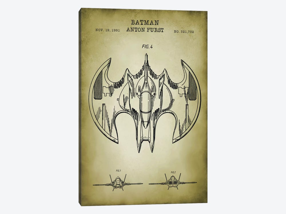 Batwing by PatentPrintStore 1-piece Canvas Print