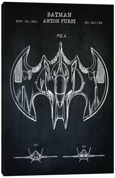 Batwing, Black Canvas Art Print - Superhero Art