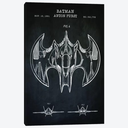 Batwing, Black Canvas Print #PAT149} by PatentPrintStore Canvas Print