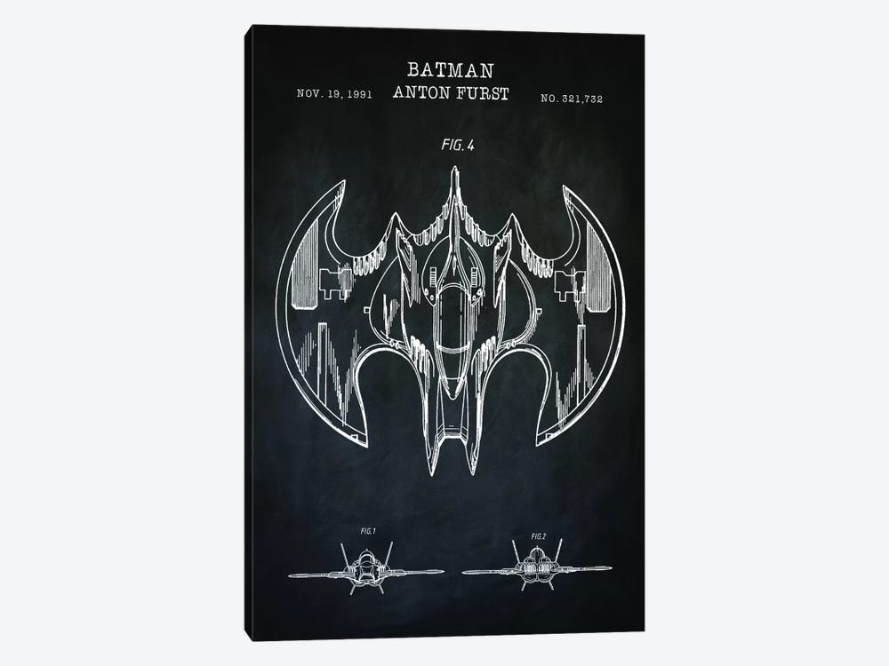 Batwing, Black by PatentPrintStore 1-piece Canvas Wall Art