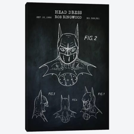 Batman Cowl, Black Canvas Print #PAT151} by PatentPrintStore Canvas Artwork