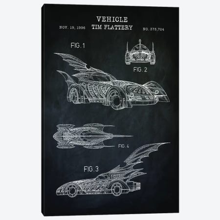 Batmobile II, Black Canvas Print #PAT153} by PatentPrintStore Canvas Wall Art