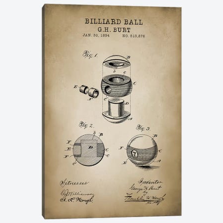 Billiard V Canvas Print #PAT15} by PatentPrintStore Canvas Art