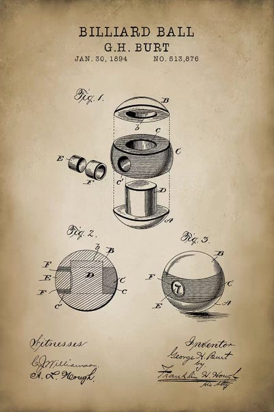 PatentPrintStore: Billiard V by PatentPrintStore