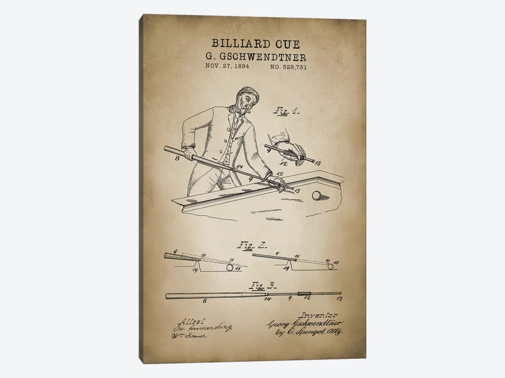 Billiard VI by PatentPrintStore 1-piece Art Print