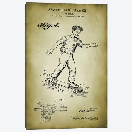 Skateboard Brake Canvas Print #PAT172} by PatentPrintStore Canvas Art