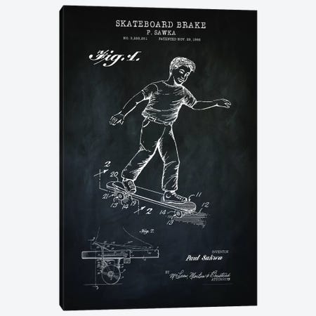 Skateboard Brake, Black Canvas Print #PAT173} by PatentPrintStore Canvas Wall Art