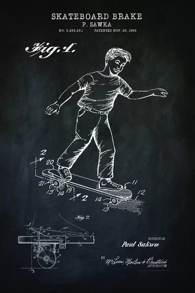 PatentPrintStore: Skateboard Brake, Black by PatentPrintStore