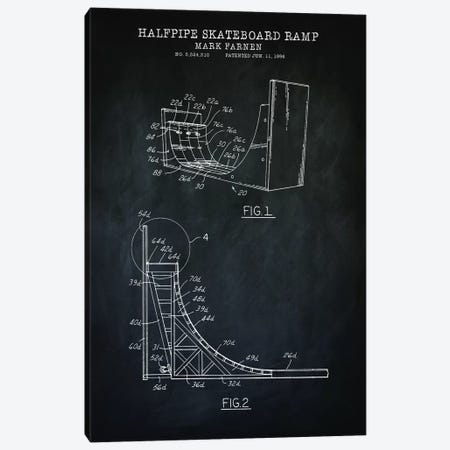 Skateboard Ramp, Black Canvas Print #PAT175} by PatentPrintStore Art Print