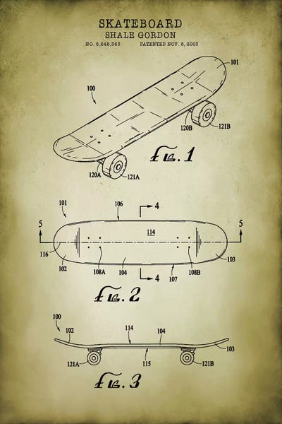 Kids Sports Art: Skateboard by PatentPrintStore