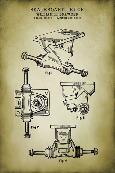 Kids Sports Art: Skateboard Truck by PatentPrintStore