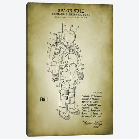 Spacesuit I Canvas Print #PAT180} by PatentPrintStore Art Print