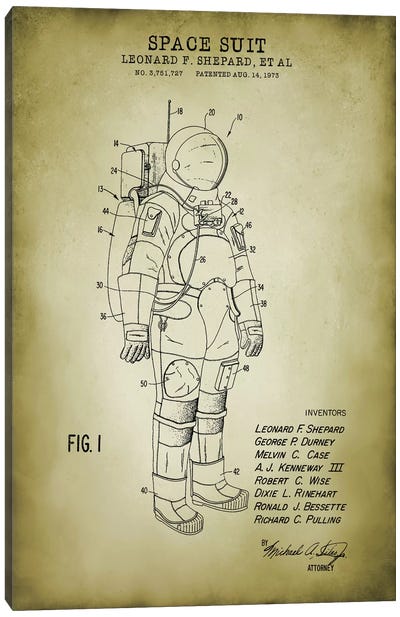 Spacesuit I Canvas Art Print - PatentPrintStore