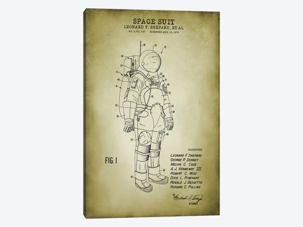 Spacesuit I by PatentPrintStore 1-piece Canvas Print
