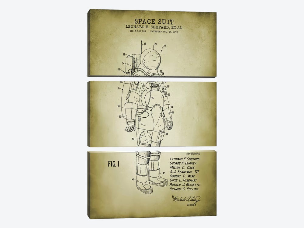 Spacesuit I by PatentPrintStore 3-piece Art Print