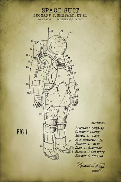Kids Educational Art: Spacesuit I by PatentPrintStore