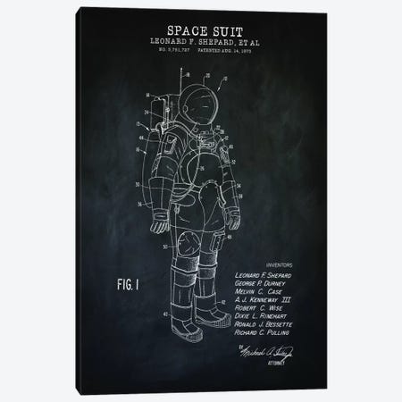 Spacesuit I, Black Canvas Print #PAT184} by PatentPrintStore Canvas Artwork