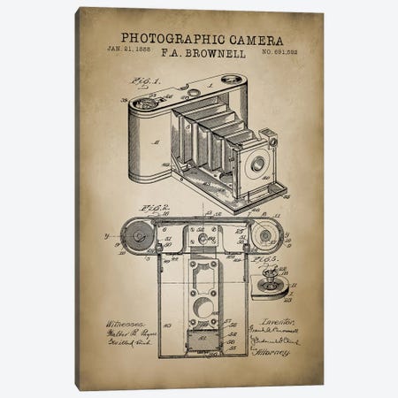 Brownell Camera, Beige Canvas Print #PAT18} by PatentPrintStore Canvas Print