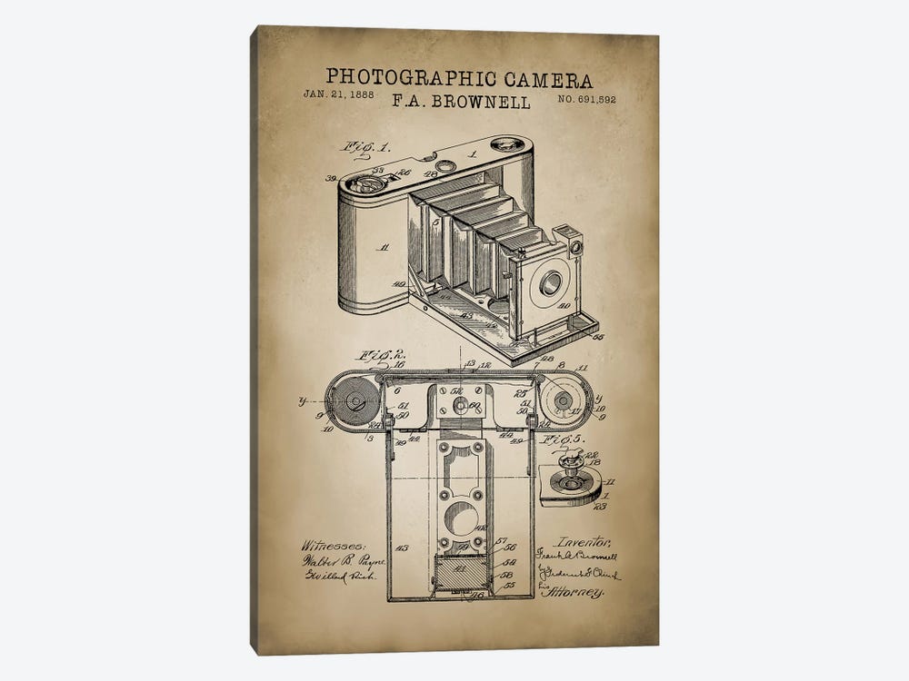 Brownell Camera, Beige by PatentPrintStore 1-piece Art Print