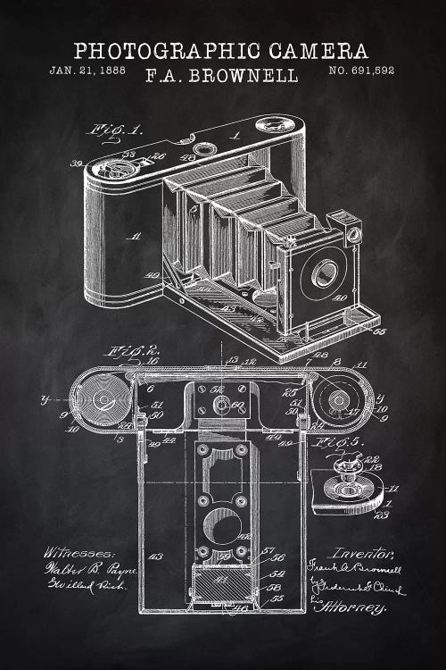 Brownell Camera, Black by PatentPrintStore wall art