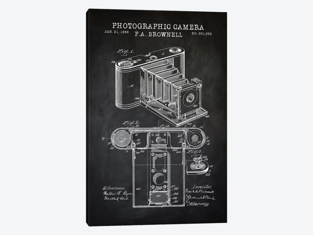 Brownell Camera, Black by PatentPrintStore 1-piece Canvas Artwork