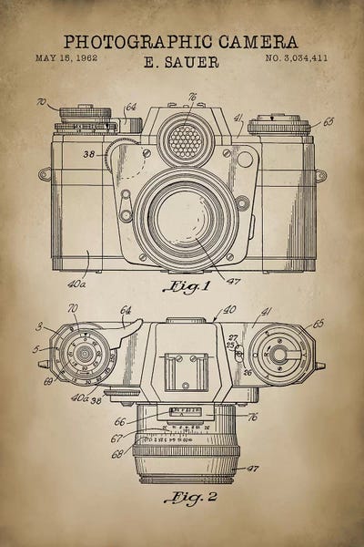 PatentPrintStore: 1962 Sauer Camera, Beige by PatentPrintStore