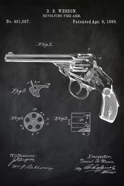 D.B. Wesson Revolver I by PatentPrintStore framed wall art