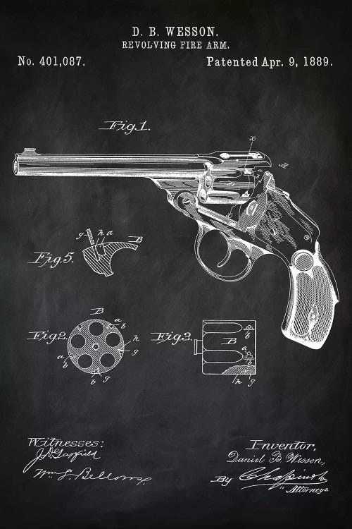D.B. Wesson Revolver I by PatentPrintStore wall art