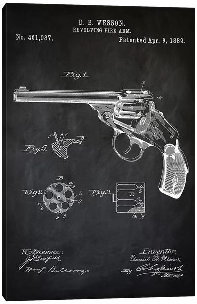 D.B. Wesson Revolver I Canvas Art Print - Weapon Blueprints