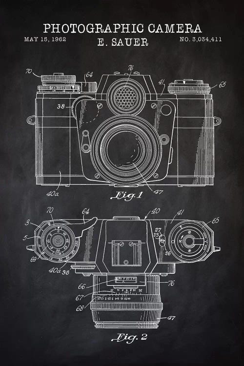1962 Sauer Camera, Black by PatentPrintStore wall art