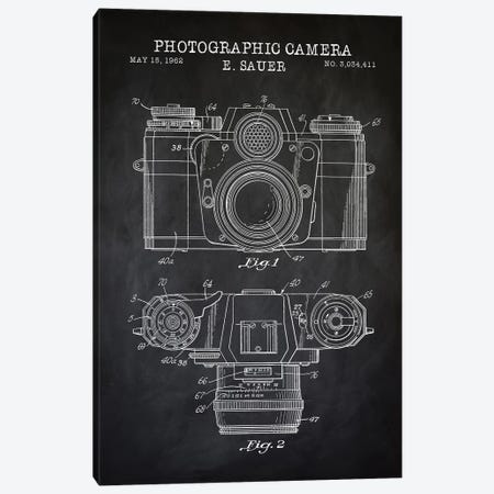 1962 Sauer Camera, Black Canvas Print #PAT2} by PatentPrintStore Canvas Artwork
