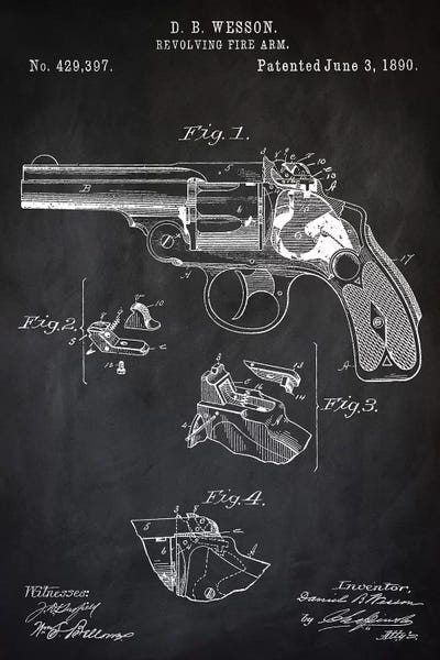 D.B. Wesson Revolver II Canvas Wall Art By PatentPrintStore | ICanvas