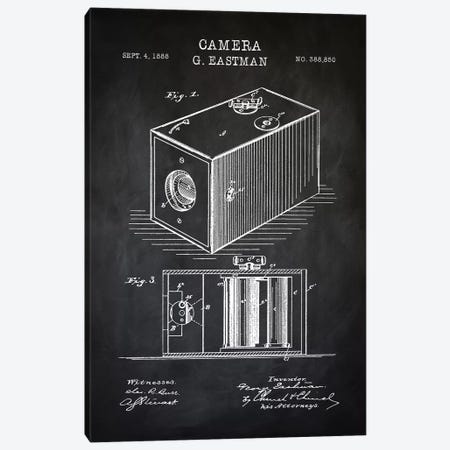 Eastman Camera, Black Canvas Print #PAT33} by PatentPrintStore Art Print