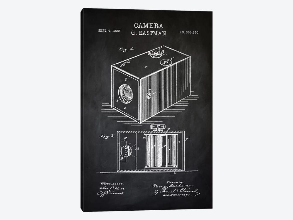 Eastman Camera, Black by PatentPrintStore 1-piece Canvas Artwork