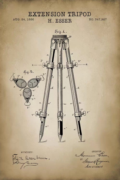 Extension Tripod, Beige by PatentPrintStore wall art