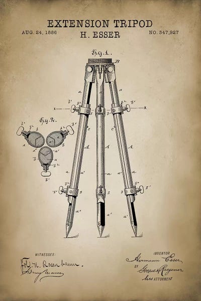 PatentPrintStore: Extension Tripod, Beige by PatentPrintStore