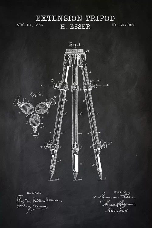Extension Tripod, Black by PatentPrintStore wall art