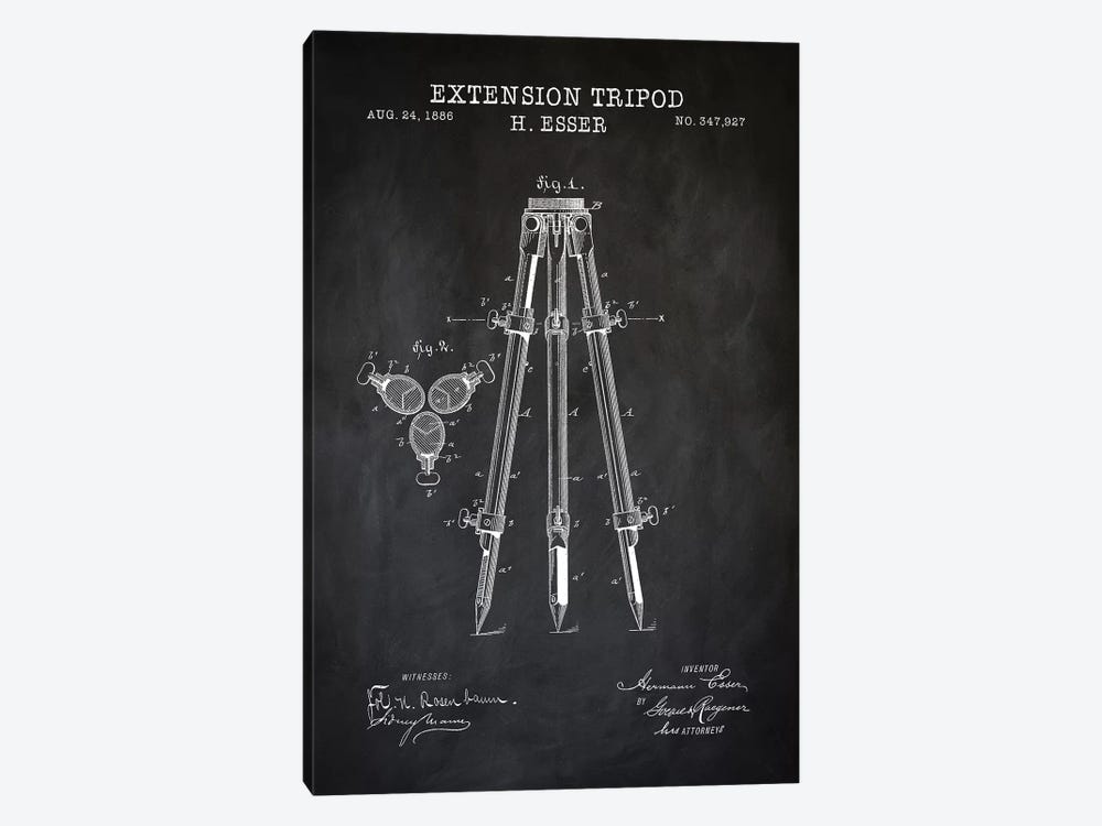 Extension Tripod, Black by PatentPrintStore 1-piece Art Print