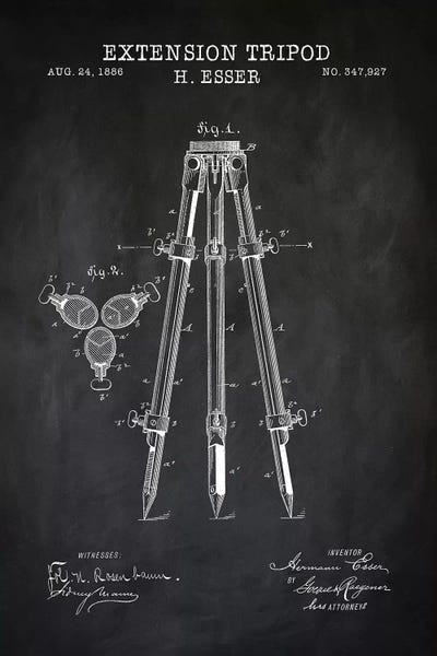 Electronics & Communication Blueprints: Extension Tripod, Black by PatentPrintStore