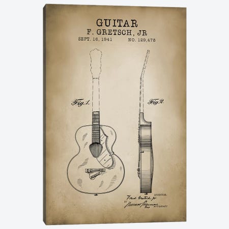 F. Gretsch, Jr. Guitar Canvas Print #PAT38} by PatentPrintStore Art Print