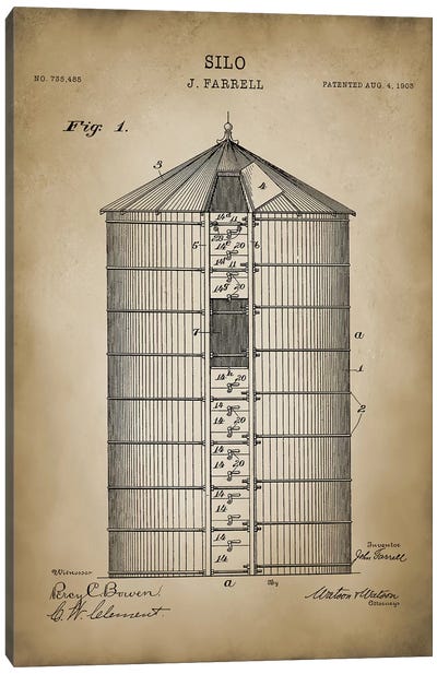 Farm V Canvas Art Print - Engineering & Machinery Blueprints